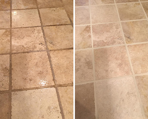 Laundry Floor Before and After Our Grout Sealing in Marana, AZ