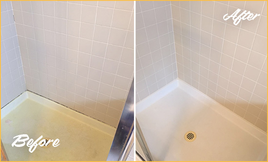 Before and After Picture of a Marana Shower Sealed to Remove and Protect Against Mold