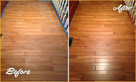 Before and After Picture of a Marana Wood Deep Cleaning Service on a Dull Hallway