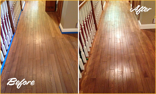 Before and After Picture of a South Tucson Wood Deep Cleaning Service on a Worn Out Floor