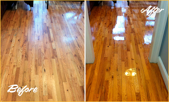 Before and After Picture of a Vail Wood Deep Cleaning Service on a Worn Out Hallway