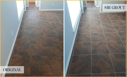 Tile Floor Before and After a Grout Sealing in Tucson