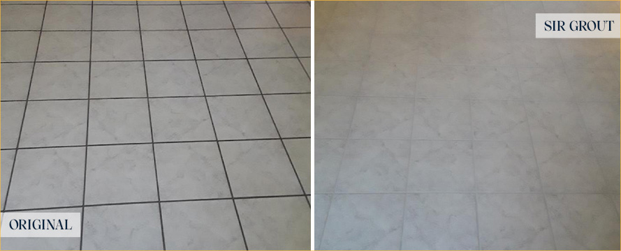 Tile Floor Before and After a Grout Cleaning in Sahuarita