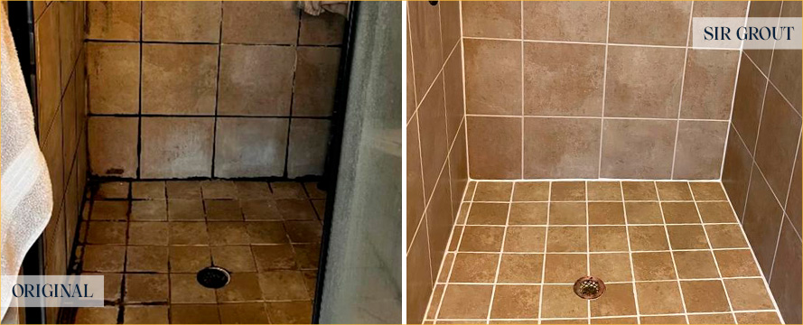 Shower Before and After a Flawless Grout Cleaning in Tucson, AZ