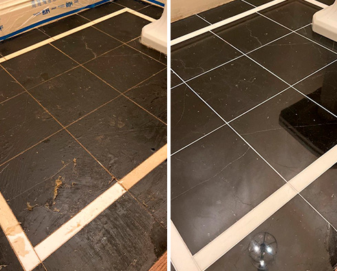 Floor Before and After a Stone Polishing in Casas Adobes, AZ