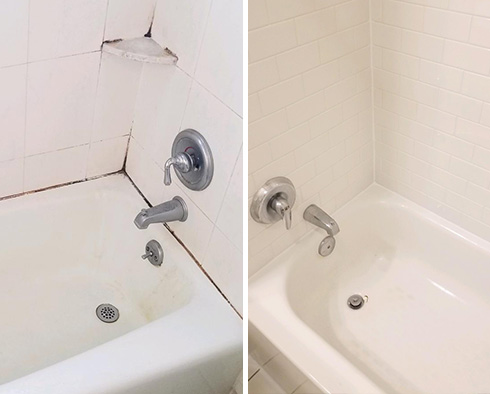 Tile Shower Before and After a Grout Sealing in Tucson