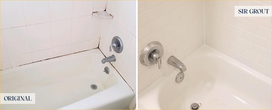 Tile Shower Before and After a Grout Sealing in Tucson