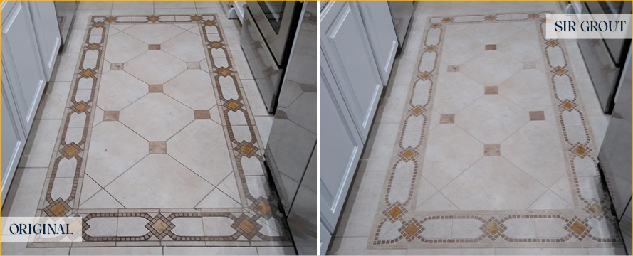 Kitchen Floor Before and After a Grout Sealing in Picture Rocks