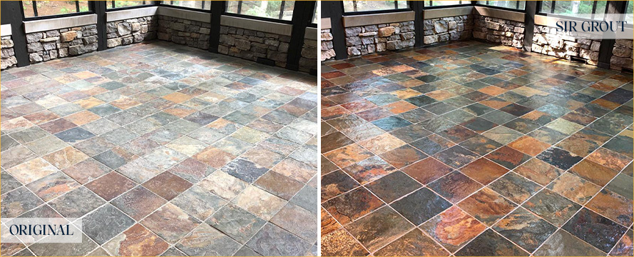 Ballroom Floor Before and After a Stone Cleaning in Tucson