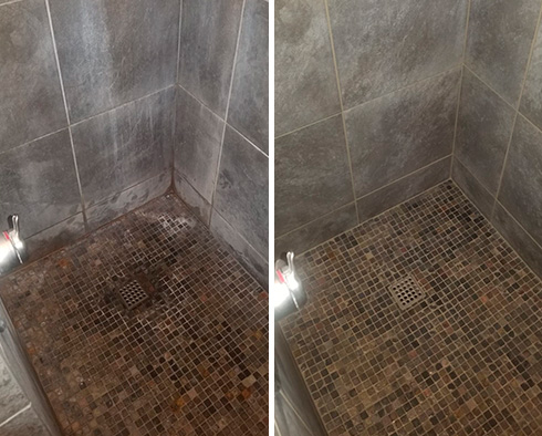 Before and After Picture of a Slate Floor Stone Cleaning Service in Tucson, AZ