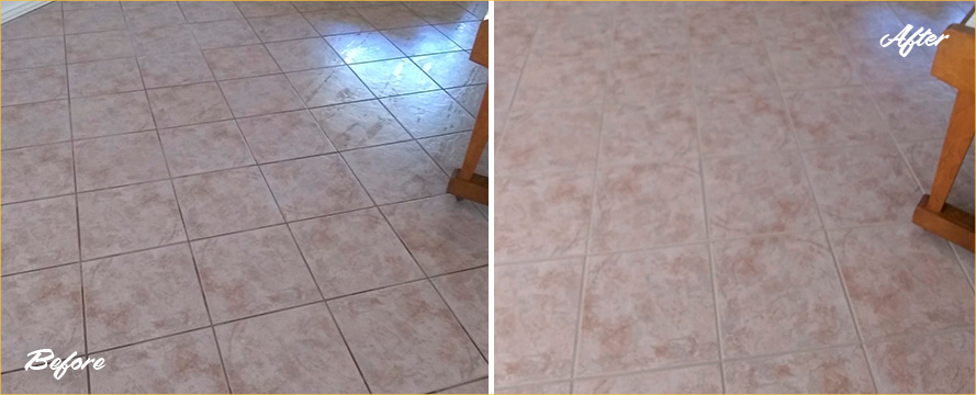 Before and After Picture of a Grout Cleaning Job Done in Tucson, AZ.