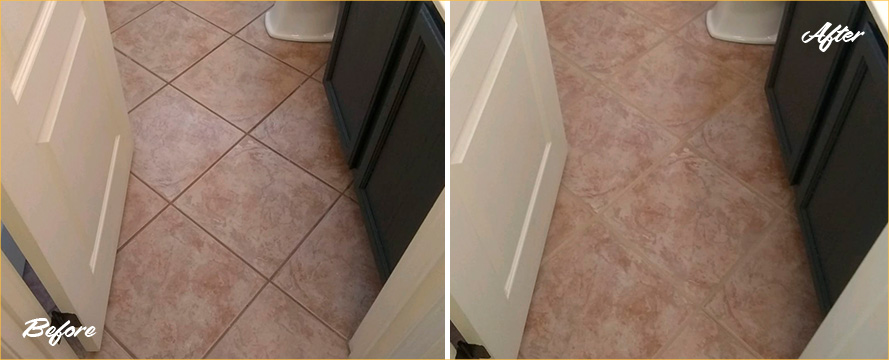 Before and After Picture of a Grout Cleaning Service Done in Tucson, AZ.