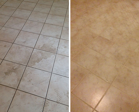 Before and After Our House Floor Grout Cleaning Service in Vail, AZ