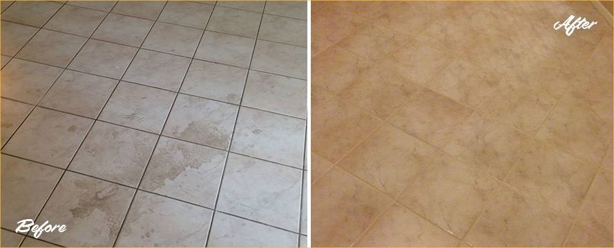 Before and After Our House Floor Grout Cleaning Service in Vail, AZ