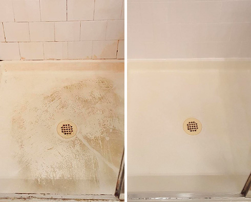 Before and After Our Shower Hard Surface Restoration Services in Marana, AZ