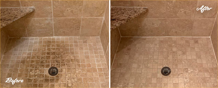 Shower Before and After Grout Sealing in Sahuarita, AZ