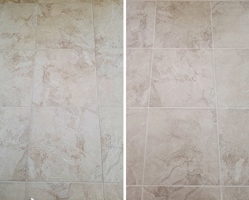 Floor Before and After a Grout Sealing in Vail, AZ