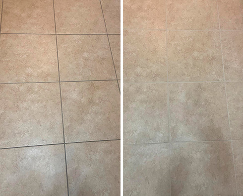Floor Before and After a Grout Sealing in Casas Adobes, AZ