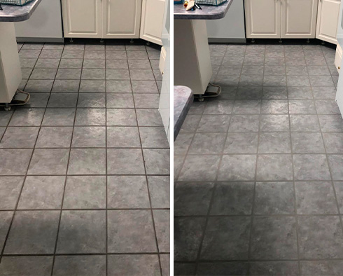 Floor Before and After a Grout Cleaning in Tucson, AZ