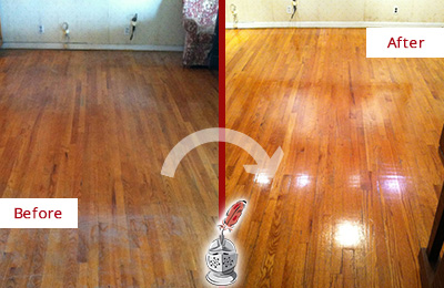 Before and After Picture of a Oro Valley Wood Deep Cleaning Service on a Stained Floor